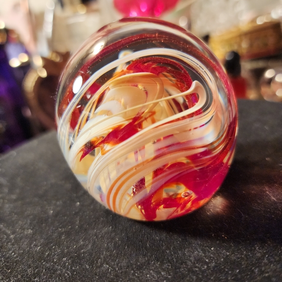 Vibrant Swirl Glass Art Sphere